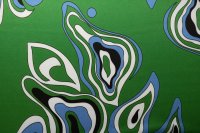 ткань ярко-зеленый атлас с абстрактными цветами от Carnet для Ungaro