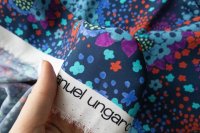 ткань темно-синий шармуз с цветами Carnet для Ungaro