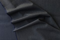 ткань сине-серая шерсть с хлопком костюмно-плательная шерсть однотонная синяя Италия