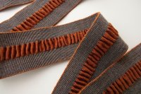  текстильная резинка с жатой вставкой коричневый меланж и терракотовый