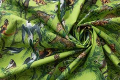 ткань салатовый поплин с животными поплин хлопок иные зеленая Италия