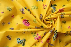 ткань желтый поплин с цветами поплин хлопок цветы желтая Италия