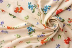 ткань сливочный крепдешин с цветами крепдешин шелк цветы белая Италия