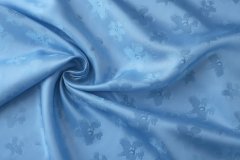 ткань подклад голубого цвета с жаккардовыми цветами Италия
