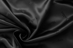 ткань подклад черного цвета с логотипами (в 3х отрезах: 7.3 м; 2.55 м; 6.3 м) подклад вискоза однотонная черная Италия