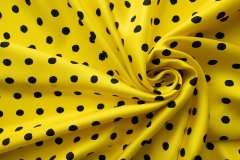 ткань желтый твил в черный горох твил шелк в горошек желтая Италия