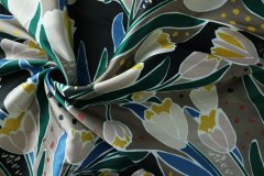 ткань дюшес с цветами на зелено-голубом фоне дюшес полиэстер цветы зеленая Италия
