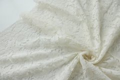 ткань молочное кружево  кружево хлопок цветы белая Италия