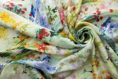 ткань легкий жаккардовый шелк с цветами  жаккард шелк цветы разноцветная Италия