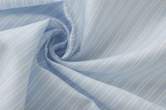 ткань хлопок со льном в бело-голубую полоску  сорочечная лен в полоску голубая Италия