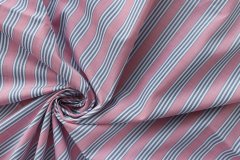 ткань розовый хлопок в сине-белую полоску( в двух отрезах: 2 м, 1.60м) сорочечная хлопок в полоску розовая Италия