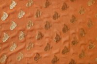 ткань оранжевый шифон с золотыми цветами (Унгаро)