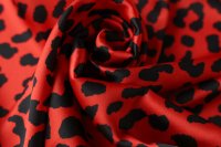 ткань красный атлас с леопардом