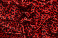 ткань красный атлас с леопардом