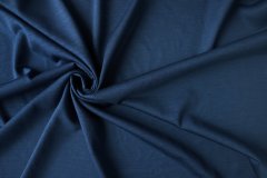 ткань синий трикотаж с шелком трикотаж шерсть однотонная синяя Италия
