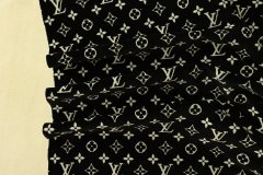 ткань велюр с логотипами костюмно-плательная хлопок иные черная Италия