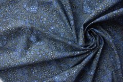 ткань сине-серый хлопок с узором пейсли Италия