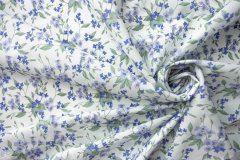 ткань белый хлопок с голубыми цветами сорочечная хлопок цветы белая Италия
