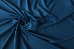 ткань синий трикотаж с шелком трикотаж шерсть однотонная синяя Италия