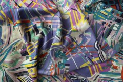 ткань платок с разноцветным узором твил шелк иные разноцветная Италия