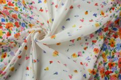 ткань белый хлопок с полиэстером деграде с цветами сорочечная хлопок цветы белая Италия