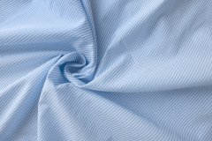 ткань рубашечный хлопок в узкую бело-голубую полоску сорочечная хлопок в полоску голубая Италия
