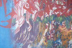 ткань крэш шифон разноцветный с абстрактным растительным принтом (купон) Италия