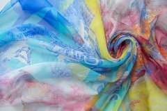 ткань крэш шифон разноцветный с абстрактным рисунком Италия