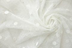 ткань сетка белого цвета с ромашками сетка полиэстер цветы белая Италия