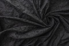 ткань шитье черного цвета с крупными цветами Италия