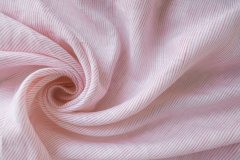 ткань лен в розовую узкую полоску на белом фоне Италия