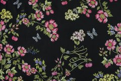 ткань плотный хлопок с цветами и ягодами костюмно-плательная хлопок цветы черная Италия