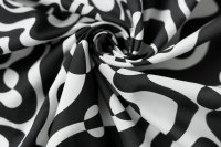 ткань хлопок с черно-белым абстрактным принтом