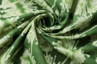 ткань зеленый поплин с цветами