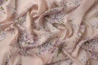 ткань нежно-розовый шифон с цветами вишни