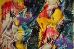 ткань атлас с разноцветным ярким принтом Италия