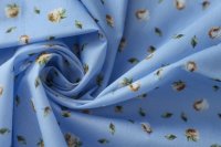 ткань голубой хлопок с цветами