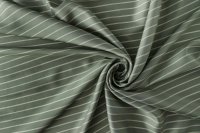 ткань шелк в белую полоску на зеленом фоне (полынь)