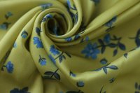 ткань желтый сатин с цветами