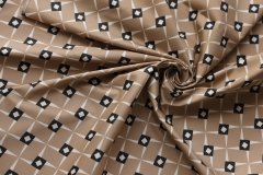 ткань бежевый сатин с геометрическим рисунком Италия