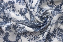 ткань бело-голубой лен (туаль де жуи) Италия
