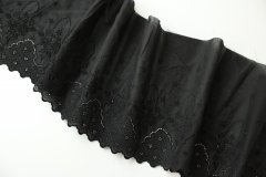 ткань хлопковое шитье черного цвета Италия
