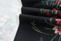 ткань черный сатин с цветами