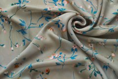 ткань шёлковый шармуз с цветами Италия
