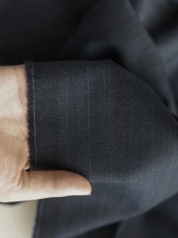 ткань синяя шерсть в голубую полоску