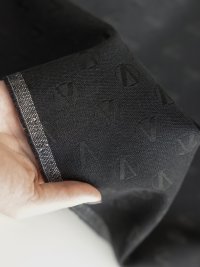 ткань черная костюмная с логотипами