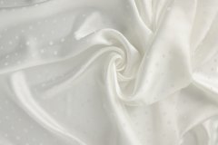 ткань шёлковый атлас в горошек молочный Италия