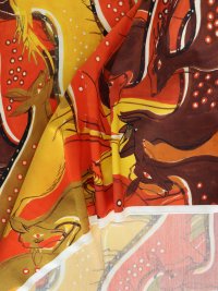 ткань шерстяной креп разноцветный с оленями