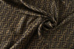 ткань плательный шелк коричневого цвета с логотипами Италия