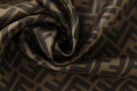 ткань плательный шелк коричневого цвета с логотипами